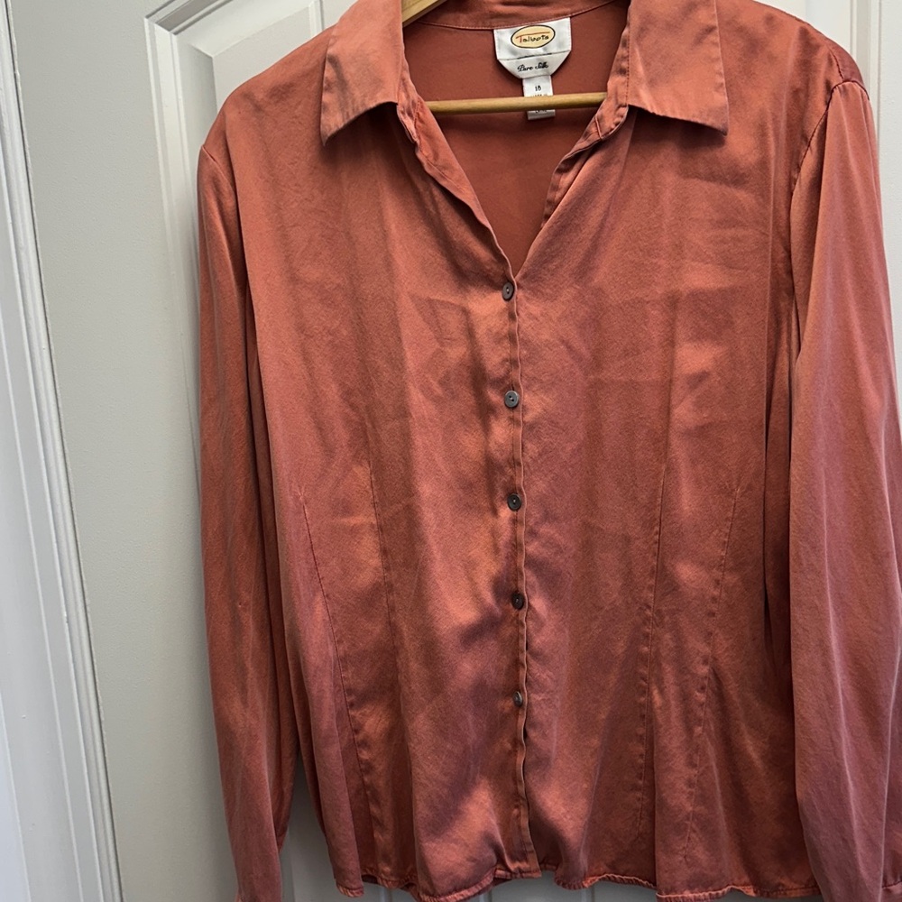Talbots Coral Silk Blouse
